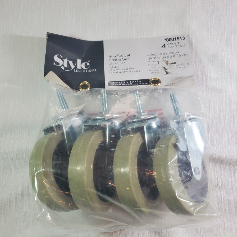 Style Selections 4-in Swivel Caster Set | Gray Finish